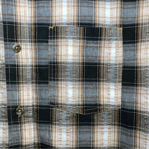 Red Head Plaid Seersucker Short Sleeve in Green/Gold/White Men’s Large - Picture 2 of 5